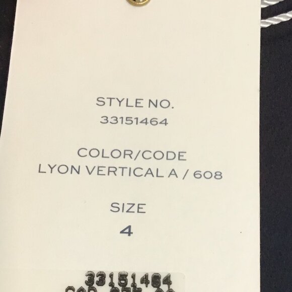 NWT Tory Burch Lyon Navy and Burgundy Strip V-Neck Dress Size 4 - Picture 13 of 14